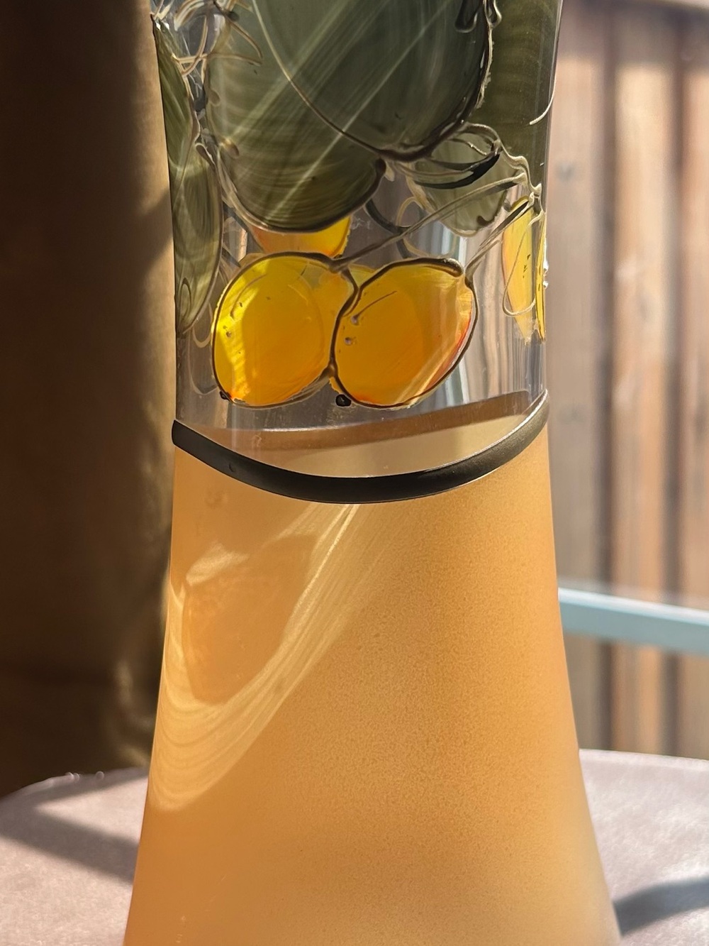 Vintage Hand-Painted Lemon Accent Vase in Yellow and Cream -